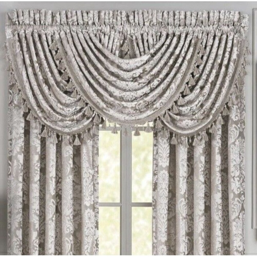 J Queen New York Bel Air Sand Waterfall Valance 48x33 Set Of 3 Gray